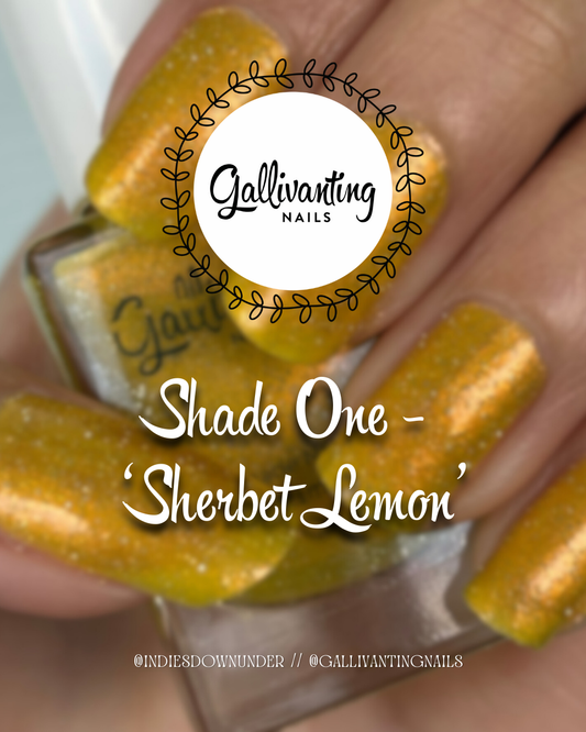 ⭐Gallivanting Nails - Sherbet Lemon - Overpour Shade - (Shimmer/Reflective Glitter)