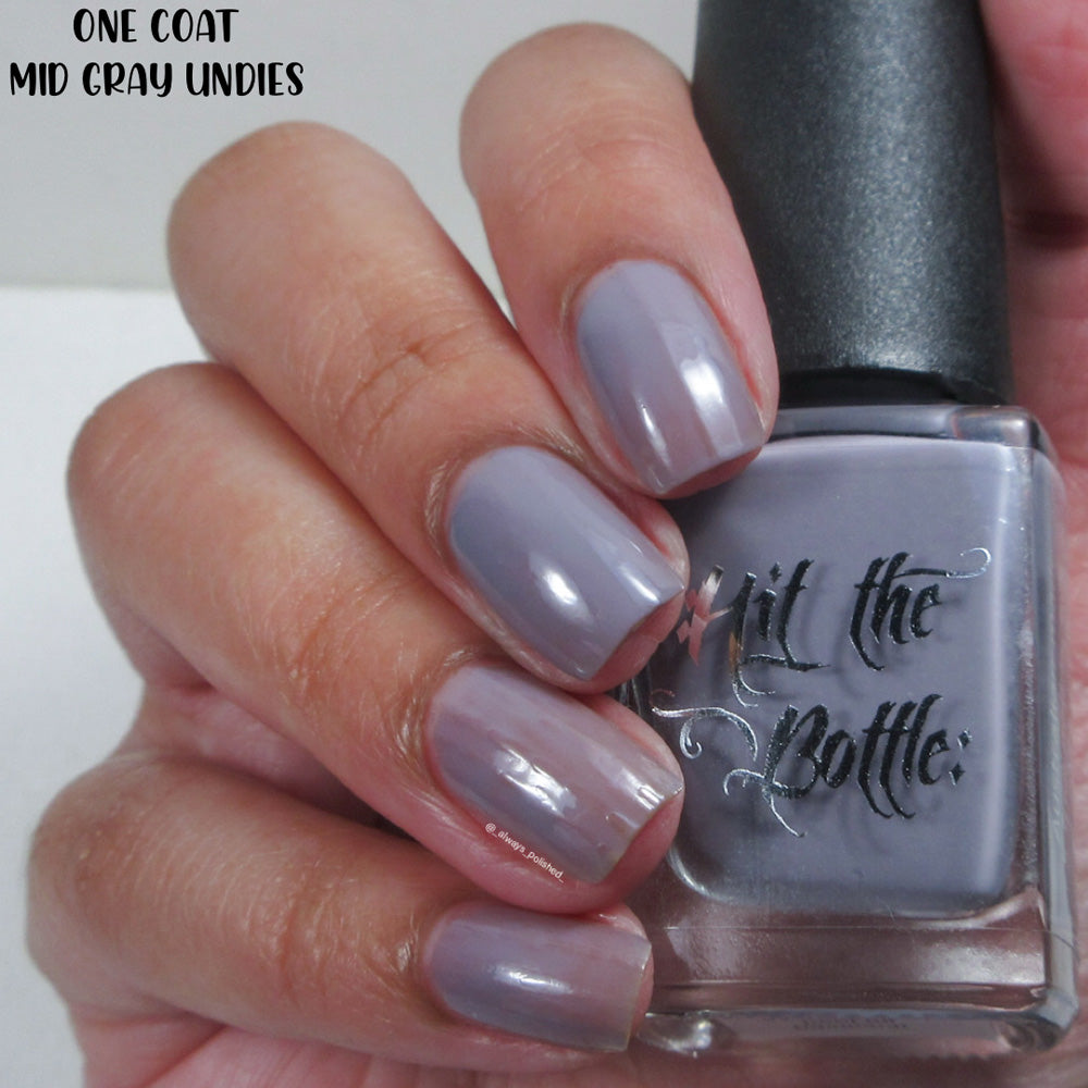 Hit The Bottle - Mid Grey Undies - Pink peel off base coat
